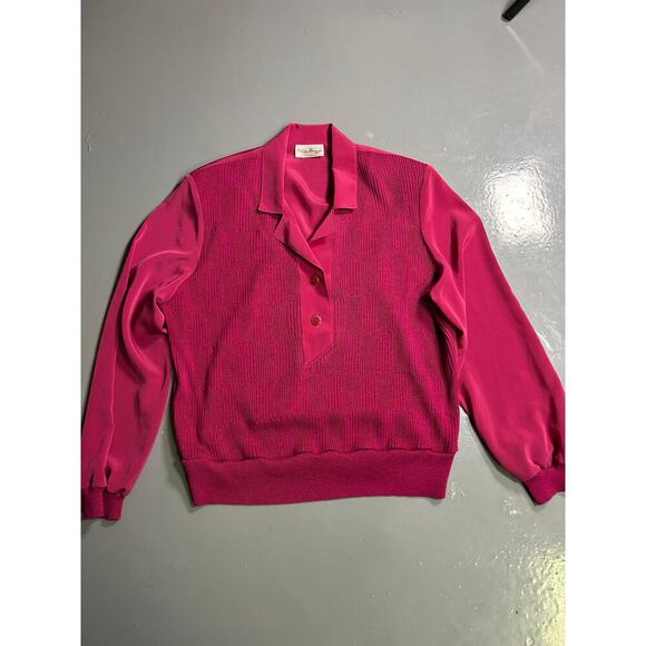 Philippe Marques Petites Long Sleeve Fuchsia Vintage Blouse Size 10 - Picture 4 of 7